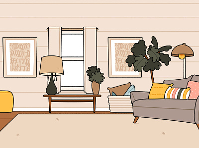 Living Room background digital art digital illustration illustration kids illustration living room vector vector illustration