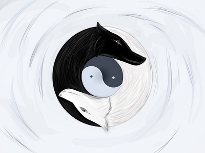 Foxes digitalart foxes fusion vectorart yinyang