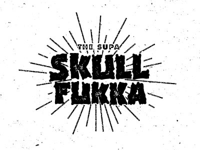 "The Supa Skull Fukka" Typography exploitation guitar pedal horror horror typography skull supa tonebender typography