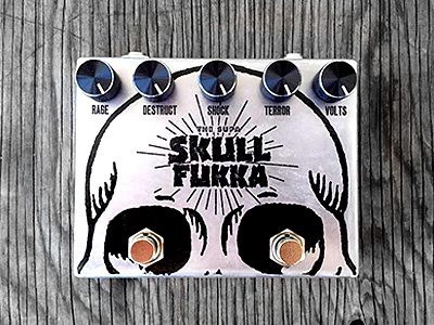 "The Supa Skull Fukka" Pedal big muff estrus etching guitar pedal horror pedal skull typography