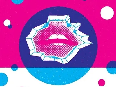 Unknown Mortal Orchestra cyan gigposter halftone illustration lips magenta screenprint seattle