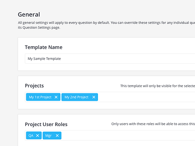 Survey Template Settings Page