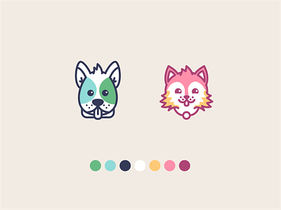 Team Dog vs Team Cat cat dog icons icons design illustration kitten logo outline icon pets puppy soft store ui
