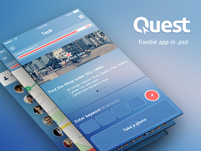 Freebie. Quest App app freebie gradient interaction design ios ios7 psd quest ui ux