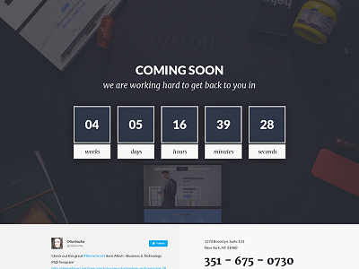 Avalon Coming Soon coming soon countdown design template themeforest twitter under construction web web design
