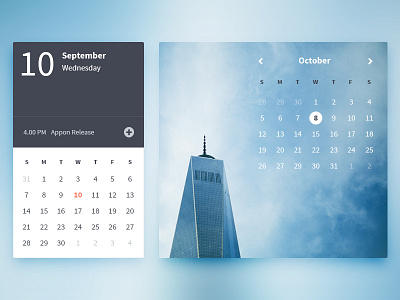 Appon Calendars blue flat gradient image background ui ui kit ux web web design