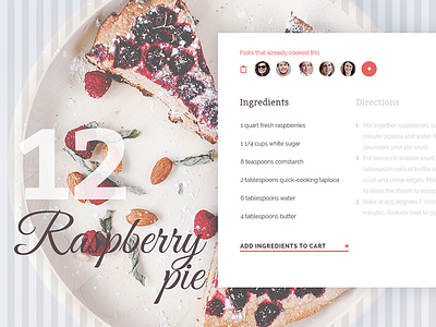 Raspberry Pie Recipe UI for Foodly bakery cooking e commerce elegant food recipe shop ui ux webdesign