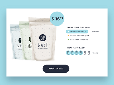 Wake UP Product Card add to cart checkout coffee e commerce product purchase shop store ui ux webdesign