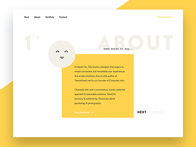 About Section. Personal Website about minimal personal post typography ui ux webdesign website yellow