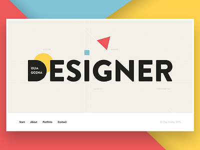 Start Screen Concept color designer geometry homepage minimal personal typography ui ux webdesign website yellow