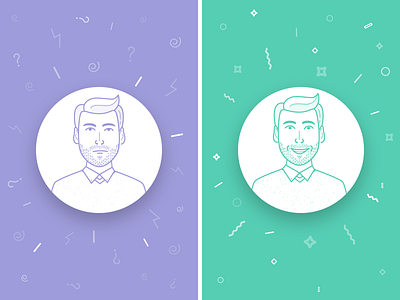 Pleased & Devastated Founder businessman character devastated founder happy icon illustration line outline pleased vector