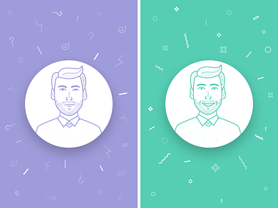 Pleased & Devastated Founder businessman character devastated founder happy icon illustration line outline pleased vector