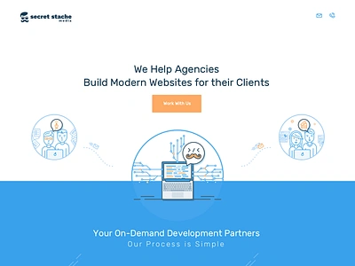 Secret Stache Top of Fold agency code coder developer homepage illustration programmer sketchapp ui vector