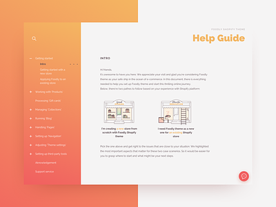 Intro screen. Code or not to code? documentation ecommerce gradient help help guide illustration shopify shopify theme themeforest ui user interface web