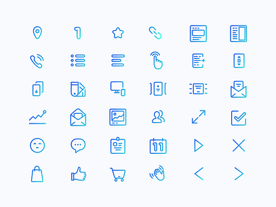 Fieldboom Extended Icon Set icon set icons location modal profile scroll shopping cart smiley face thumb up trend user webpage