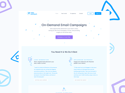 Landing Page for Marketers email outreach illustration landing page marketing site real project services startup ui ux webdesign website