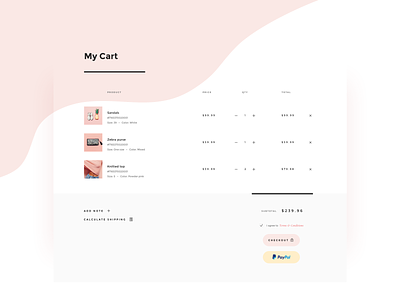 Shopping cart cart checkout delicate ecommerce fashion layout minimal paypal shop shopify shopping bag shopping cart soft store total