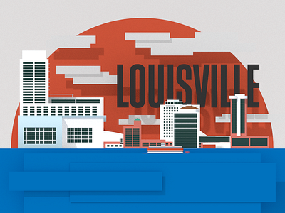 Louisville, Kentucky - Skyline at Night: Retro Travel Poster