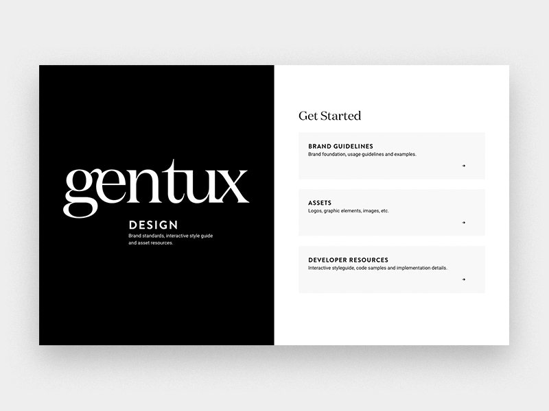 Gentux Interactive Style Guide - Home home page design interactive style guide motion design ui design web design