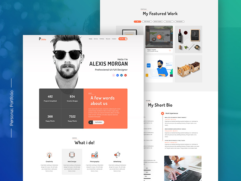 Personal Portfolio typography app branding flat web ux ui resume design personal portfolio best website 2018