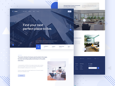 Real Estate Landing Concept best website 2018 branding color design first shot flat illustration landing page minimal real estate real estate agency real estate agent trend 2019 type typography ui ux vector web website