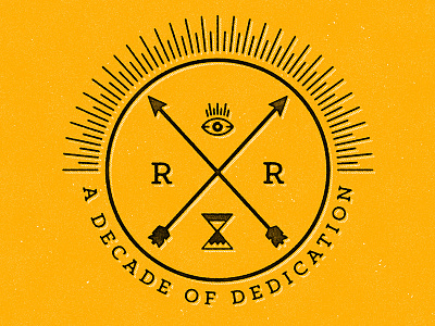 A Decade of Dedication anniversary arrows branding circle eye lines logo r texture