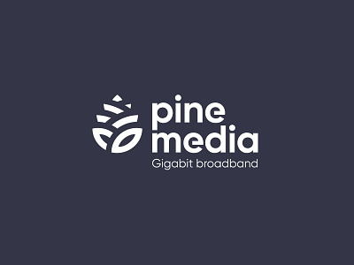 Pine Media - Identity for gigabit broadband company branding custom type design logo monoline pinecone typography vector