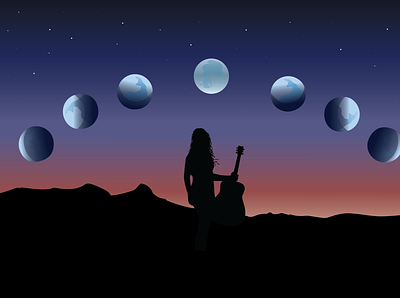 Illustration - "The moon phases" graphic design illustrator