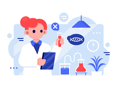 Woman Scientist Doing Research character concept design flat illustration ui