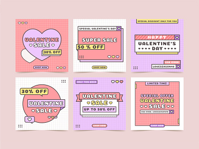 Valentine Sale Instagram Post Template design flat instagram layout template valentine