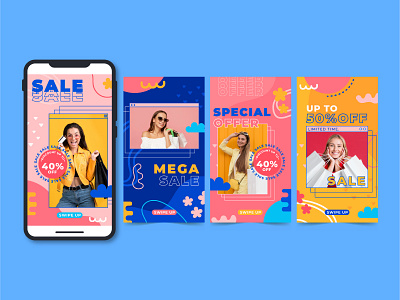 Colorful Abstract Instagram Stories Collection abstract graphic design instagram stories layout social media template