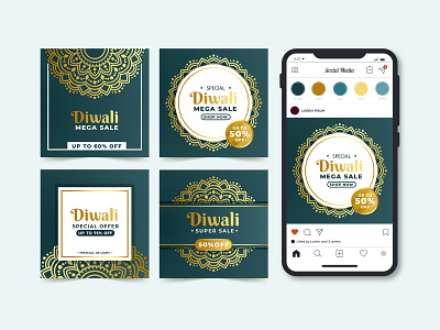 Diwali Sale Social Media Post Template