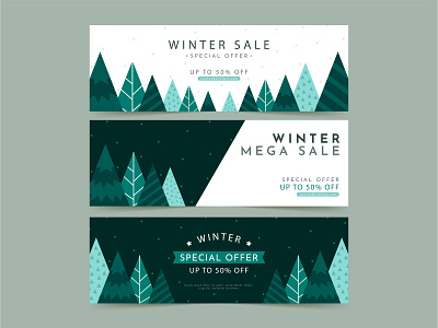 Winter Sale Banner Collection banner bundle design flat promotion template winter sale