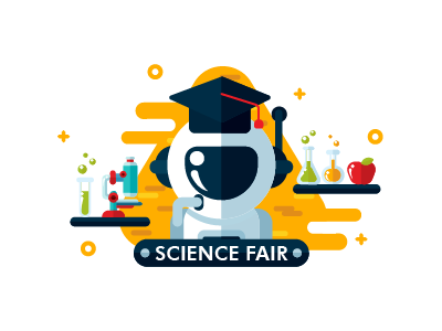 Science Fair! design engineering flat graphic icon illustration research science set space technology vector