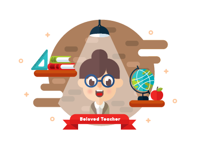 Beloved Teacher character cute design education flat illustration simple teacher vector