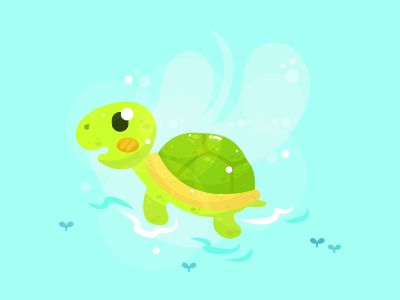 Little Turtle animals cartoon character colorful cute design flat ocean sea turtle