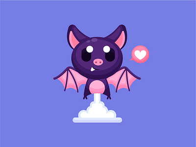 Flying Bat animal cartoon character children cute design flat icon illustration logo vector