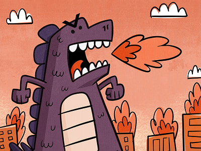 gojira cartoon character design dinosaur illustration kids illustration