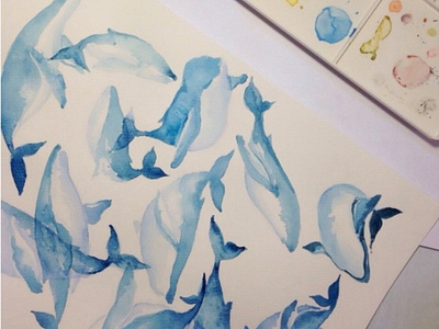 Whales Watercolor