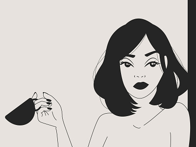 unimpressed art black black white bw color design flat girl gray illustration mood tea vector