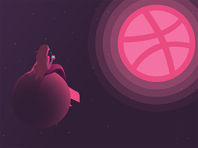 Hello Dribbble! debut design firstshot illustration mermaid planet space vector