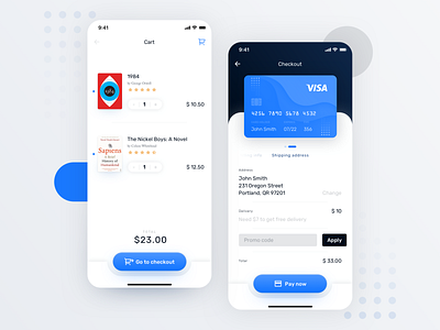 Ebook App – Cart & Checkout – 3 add to cart app app design banking book card checkout clean credit dark design minimal mobile payment reader ui uidesign ux ux design
