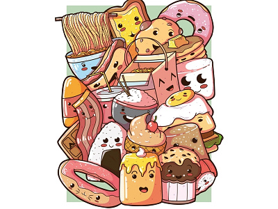 Cute Food art asian clean cute design flat food illustration illustrator vector