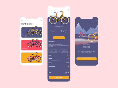 Rent a bike app bhsad bhsadmad bicycle flat illustration mad6 rent vector