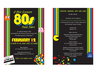 '80s Prom Themed Birthday Party invite print vector