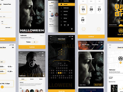 Alamo Drafthouse Cinema App Redesign adobe xd adobexd app booking app design flat halloween movie redesign ticket booking xd