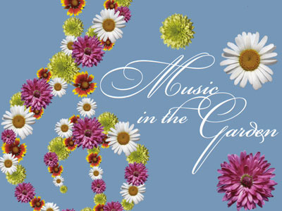Music in the Garden flowers music script treble clef type