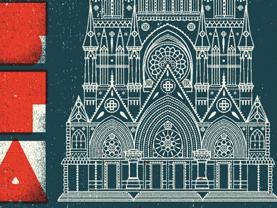 Golden Cathedrals big ol fat type illustration line art poster screenprint
