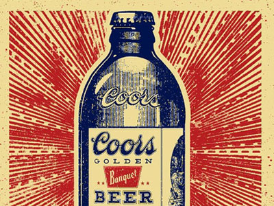 Coors Banquet Stubby Bottle beer coors engraving illustration vintage woodblock