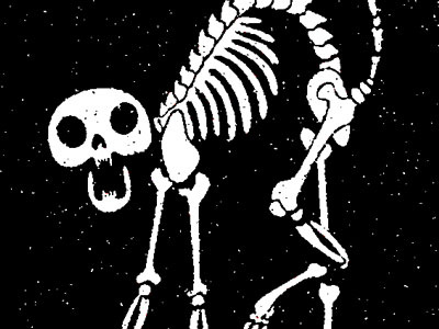 Skele-Cat halloween illustration ouch! x ray cat